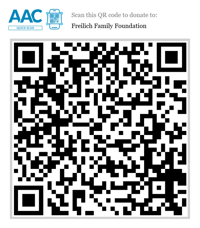 QR code linking to the Freilich Family Foundation online donation page